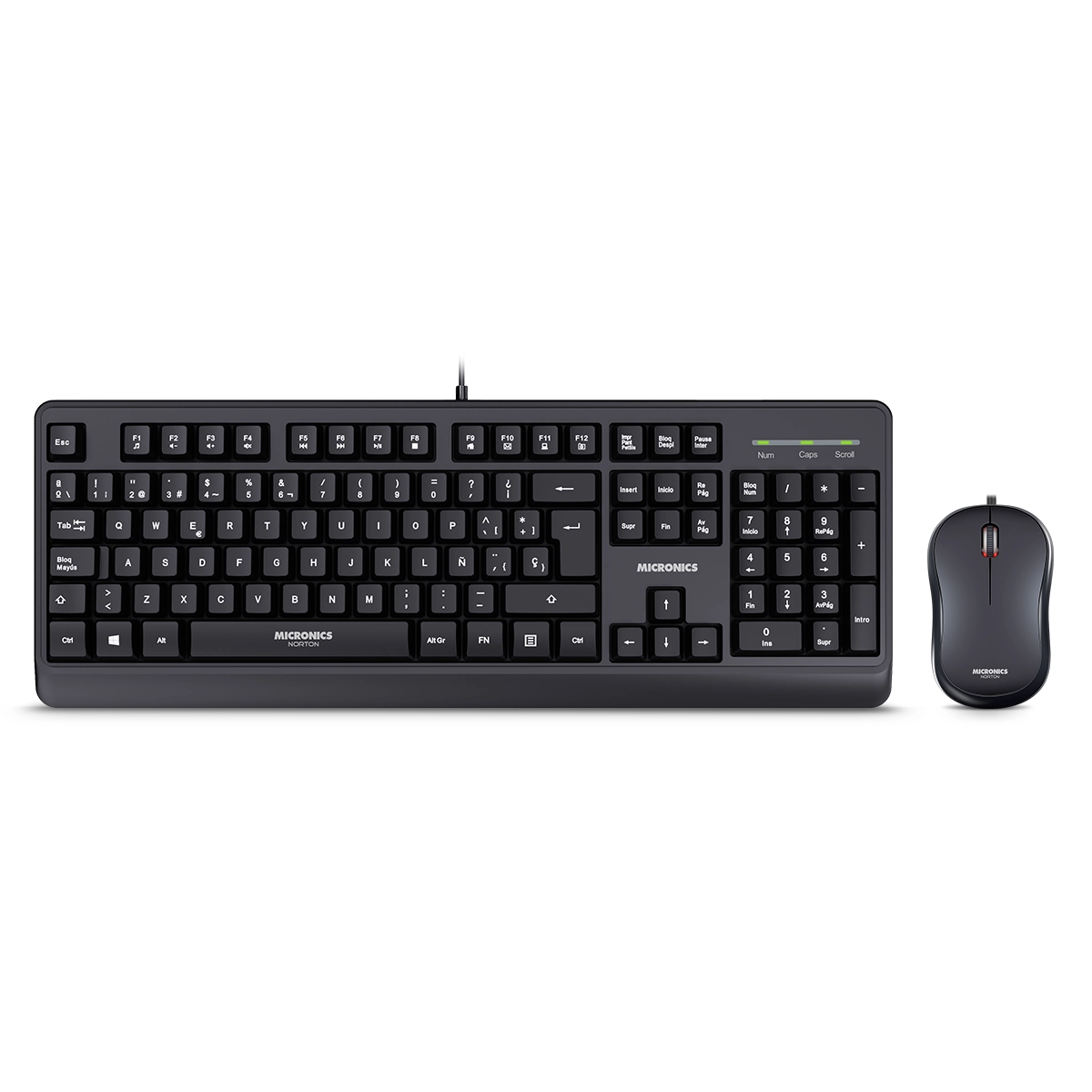 KIT NORTON BLACK MIC T100 TECLADO + MOUSE USB MICRONICS